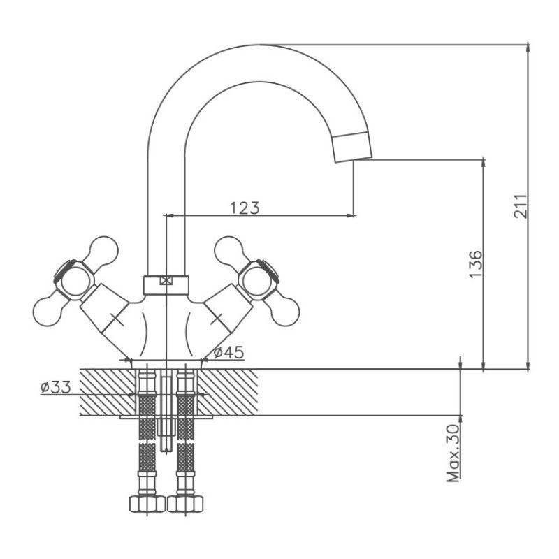 Смеситель для кухни Cron CN1319-5, сатин