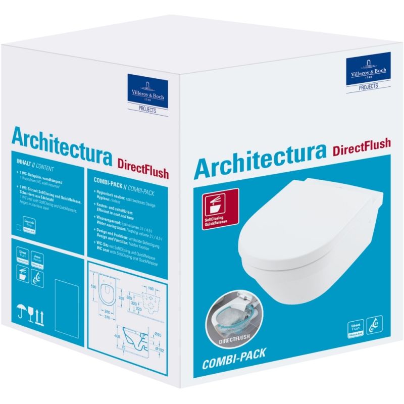 Унитаз Villeroy&Boch Architectura 4694HR01 подвесной с сиденьем Микролифт Унитаз Villeroy&Boch Architectura 4694HR01 подвесной с сиденьем Микролифт