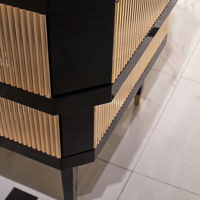 Devon&Devon Metropolitan Тумба под раковину DEEP BLACK 88,5см, планками светл золото, столешница  GRANITO NERO ASSOLUTO, раковина SWINDON черная, артикул METOTGRNSNE