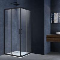 Душевые уголки Vincea Душевой уголок Alpha VSS-3AL900CLB, 900*900, черный, стекло прозрачное,