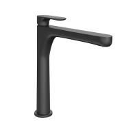 Смеситель для раковины OLE однорычажный высокий без донного клапана, матовый черный