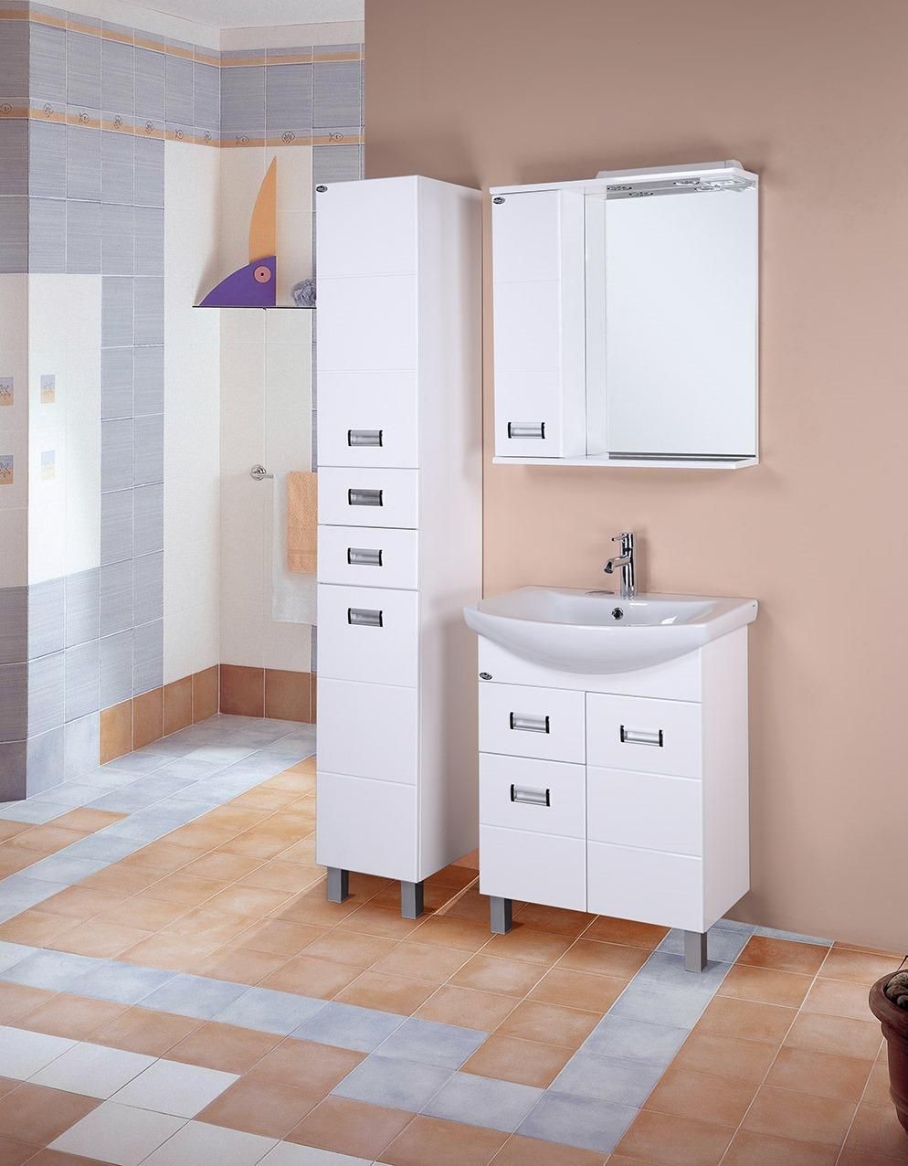 Шкаф-зеркало Onika Балтика 67 белый, левый, с подсветкой