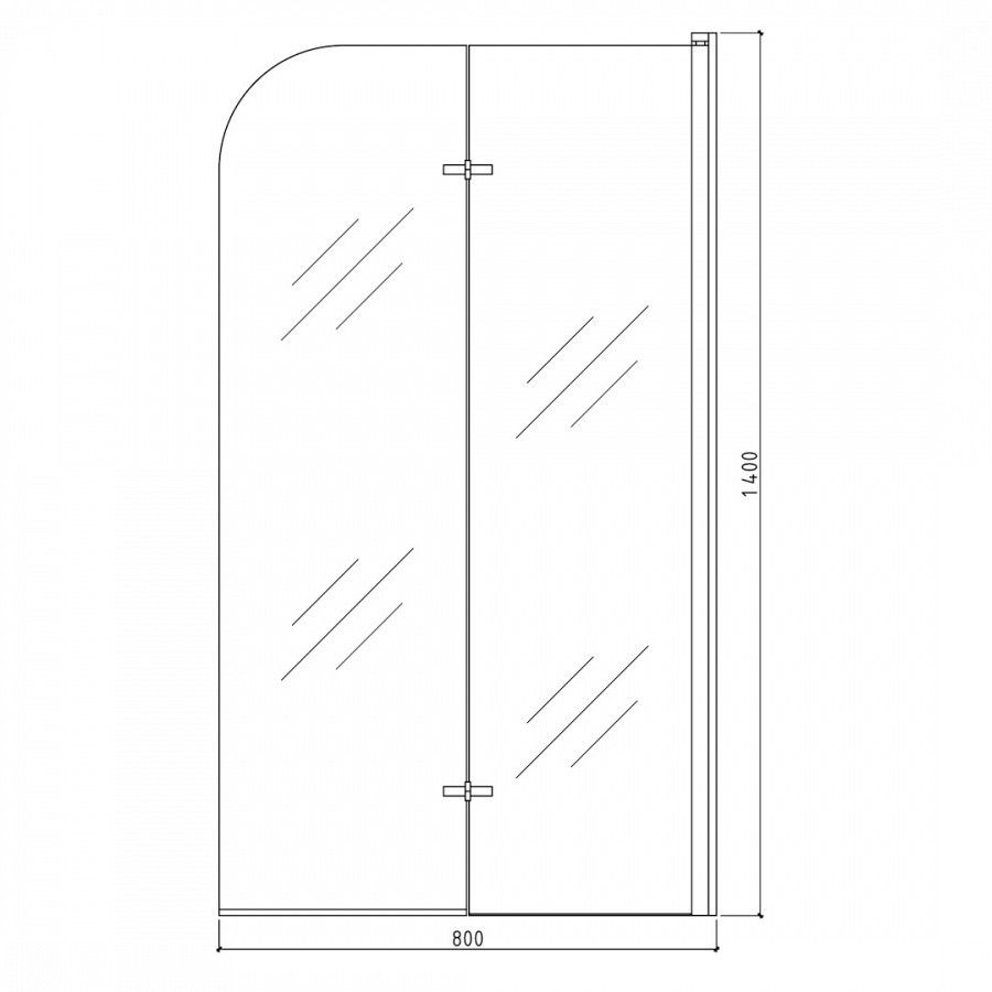 Шторка на ванну 80х140 см Maretti Valentina VA41R8014098-560, профиль черный, артикул VA41R8014098-560