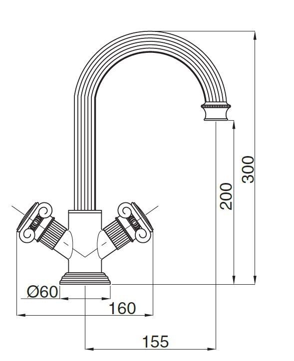 Смеситель для раковины Cezares Olimp OLIMP-LS2-03/24-M Золото 24 карат
