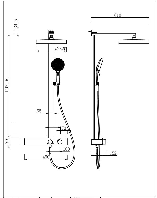 Душевая система Fmark FS45A-01, хром/черный, артикул FS45A-01