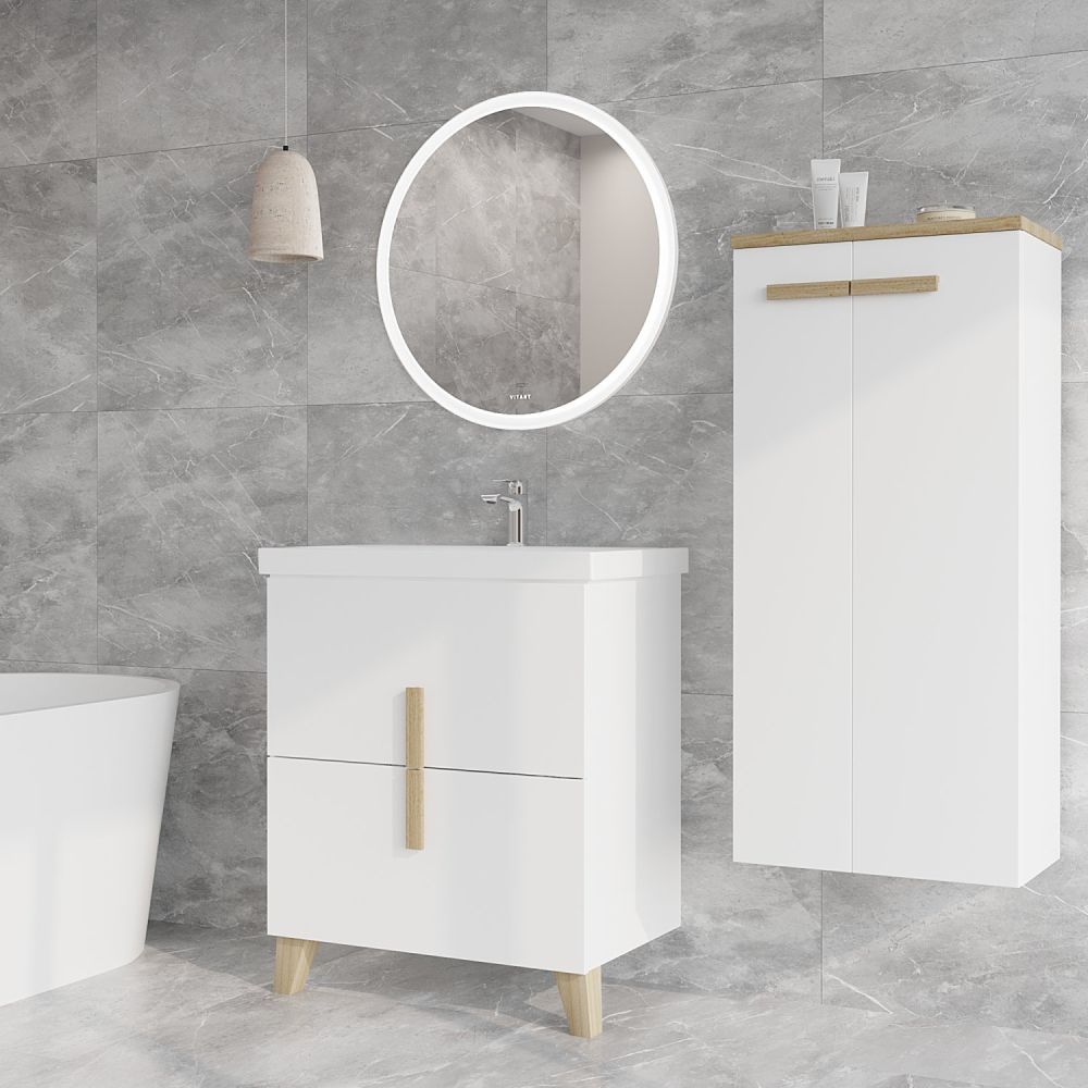 Тумба VIANT "Мюнхен" 2 ящика белая 425х655х820 под раковину .S-UM-COM70/1-w (COMO 70) (VMUN70COBEL-T2Y), артикул VMUN70COBEL-T2Y