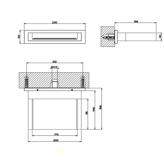 Gessi Rettangolo Каскадный излив для душа настенный, для монтажа с удаленным управлением (не входит в комплект), цвет: хром