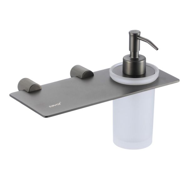 Дозатор для жидкого мыла с полочкой Savol S-002131Q, графит