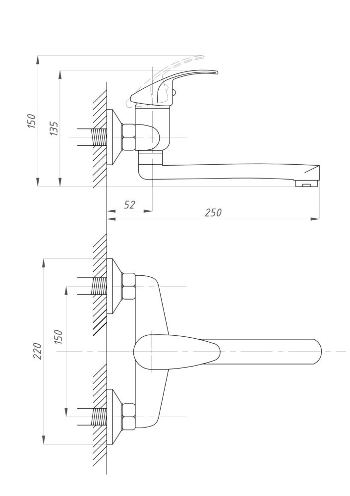Смеситель для кухни ПРОФСАН КОМПЛЕКТАЦИЯ настенный тип См-МОРНА, См-УмОРНА (PSM-104-10), артикул PSM-104-10