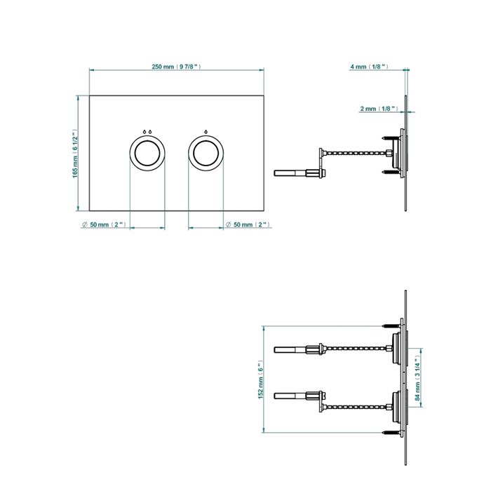 THG Клавиша смыва для унитаза двойная, для инсталляций TECE, цвет Matt gold color PVD