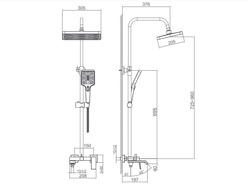 Душевая система Haiba HB24575, хром, артикул HB24575