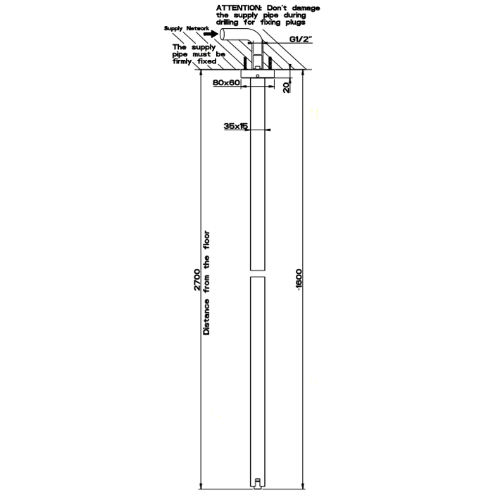 Gessi Rettangolo Излив потолочный, для монтажа с удаленным управлением (не входит в комплект), цвет: хром