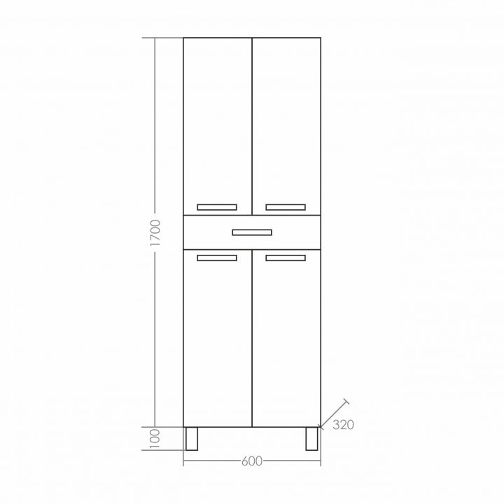 Шкаф-пенал СаНта Нептун 60, 530002, универсальной установки