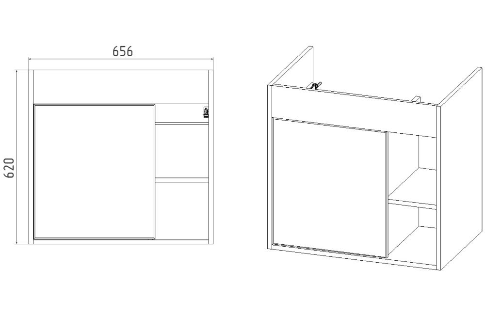 Тумба VIANT "Бостон" 1 ств подвесная графит 425х655х620 под раковину .S-UM-COM70/1-w (COMO 70) (VBOS70COG-T1STP), артикул VBOS70COG-T1STP