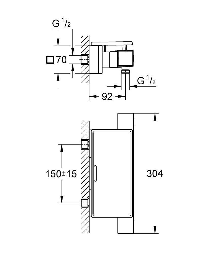 Термостатический смеситель для душа GROHE Grohtherm Cube с полочкой, хром (34491000) Термостатический смеситель для душа GROHE Grohtherm Cube с полочкой, хром (34491000)
