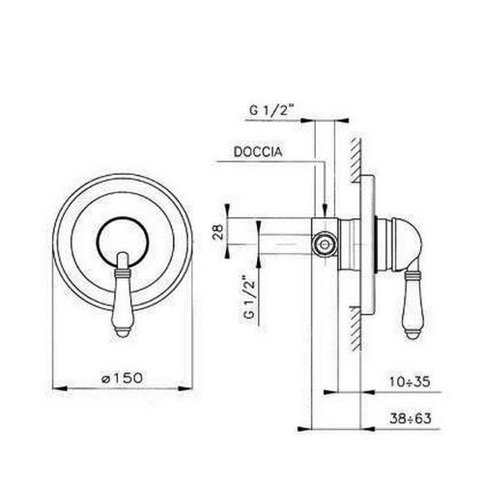Nicolazzi Unico 4006, встраиваемая часть для душа, скрытый монтаж, подключение 1/2''(новый арт C4006), артикул 4006  (новый арт C4006)