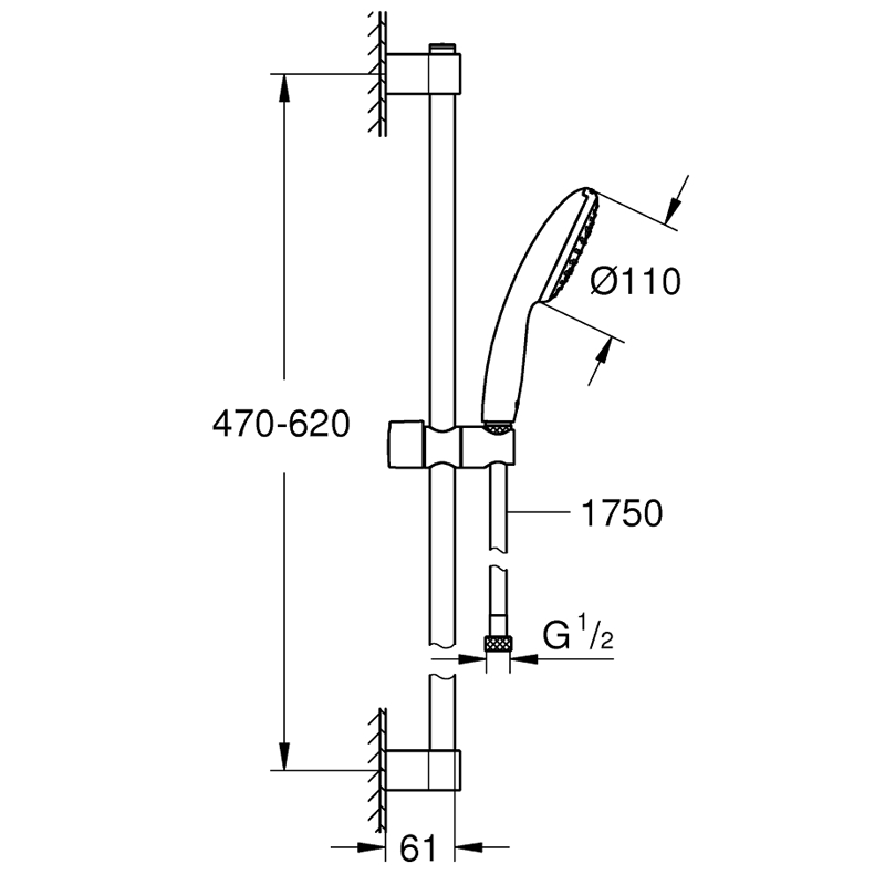 Душевой гарнитур GROHE NEW TEMPESTA 27853003 (хром, металл/пластик, 175-см, круглый), шт Душевой гарнитур GROHE NEW TEMPESTA 27853003 (хром, металл/пластик, 175-см, круглый), шт