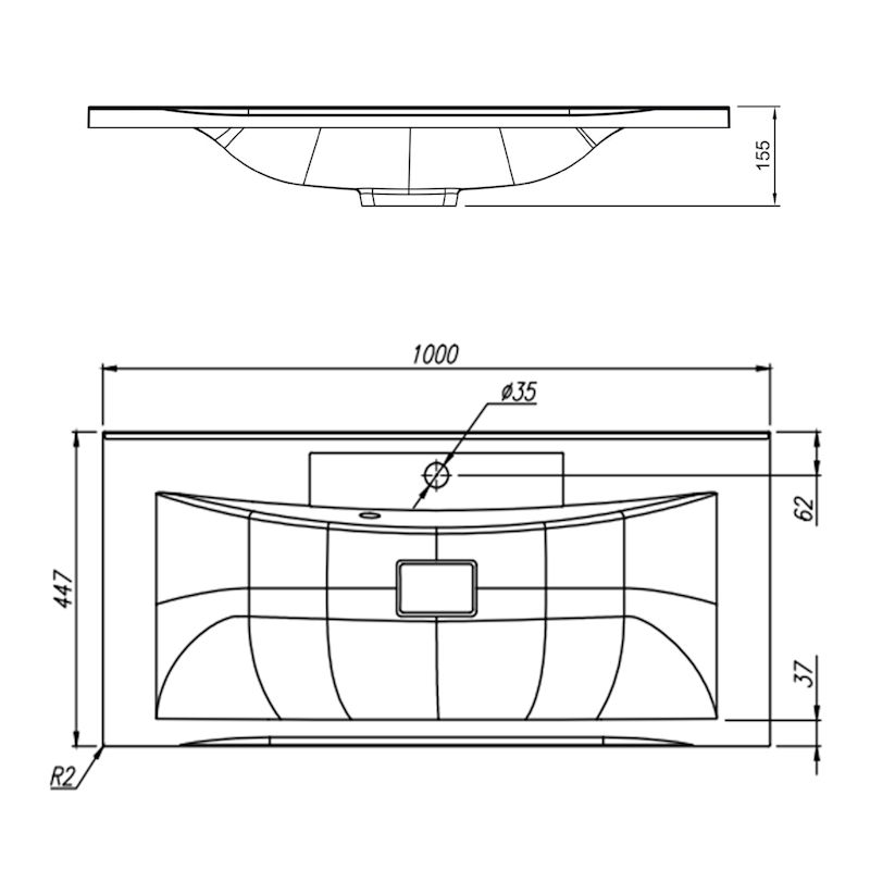 Раковина Florentina Прима 100 см 10.010.01000.307, серый шёлк, артикул 10.010.01000.307