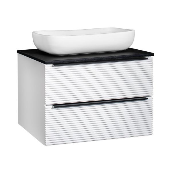 Тумба RUNO Орлеан 70 белый матовый/чёрный подвесная под накладной умывальник (00-00002022)