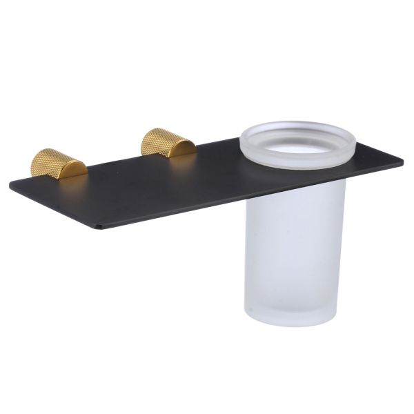 Стакан для ванной комнаты Savol S-002158HB, черный/золото