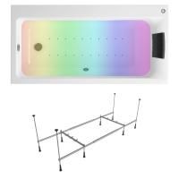 Аэромассажный комплект с хромотерапией 5 в 1 Lavinia Boho Catani 363410AC, акриловая ванна 160x80 см (левый разворот), каркас с монтажным набором, подголовник, хромотерапия, аэромассаж