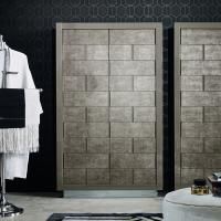 VITAGE milldue edition Ritz Шкаф-пенал 960х320х1585 мм, напольный, 2 двери, 5 полок, цоколь сталь, рама глянц лак Castoro, фасад стекло Alligator gold