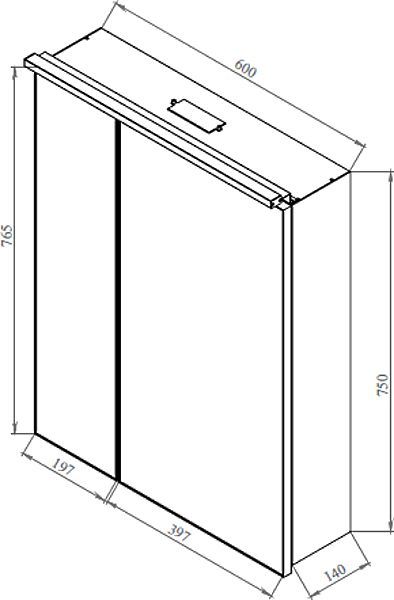 Зеркальный шкаф De Aqua Алюминиум 60 черный