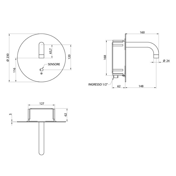 Bongio Elettronici Встраиваемый излив, цвет хром