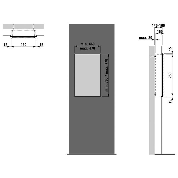 Монтажная рама, Laufen, Frame25, для зеркальных шкафов  4.0830.1/2, 4.0831.1/2, 4.0832.1/2, алюминий
