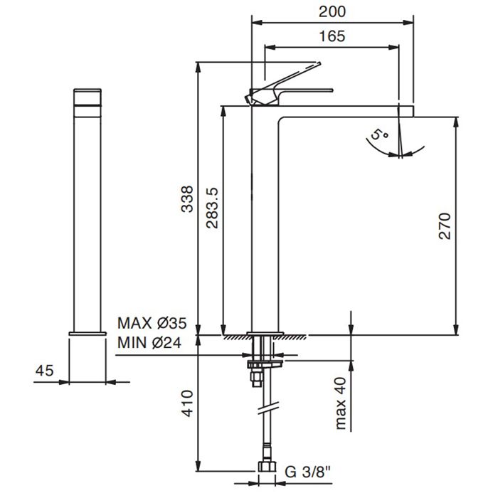 Fantini Mint Смеситель для раковины, 1 отв., без донного клапана, излив 165мм, цвет: хром Fantini Mint Смеситель для раковины, 1 отв., без донного клапана, излив 165мм, цвет: хром