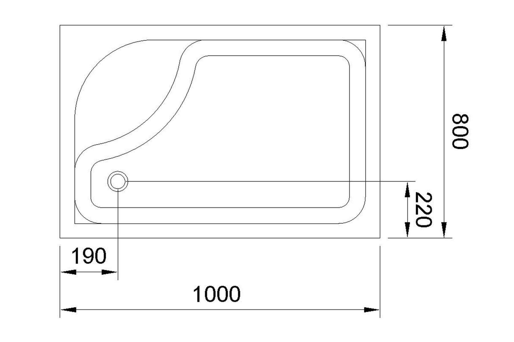Душевой поддон Royal Bath RB 8100BP 1000x800x450 левый