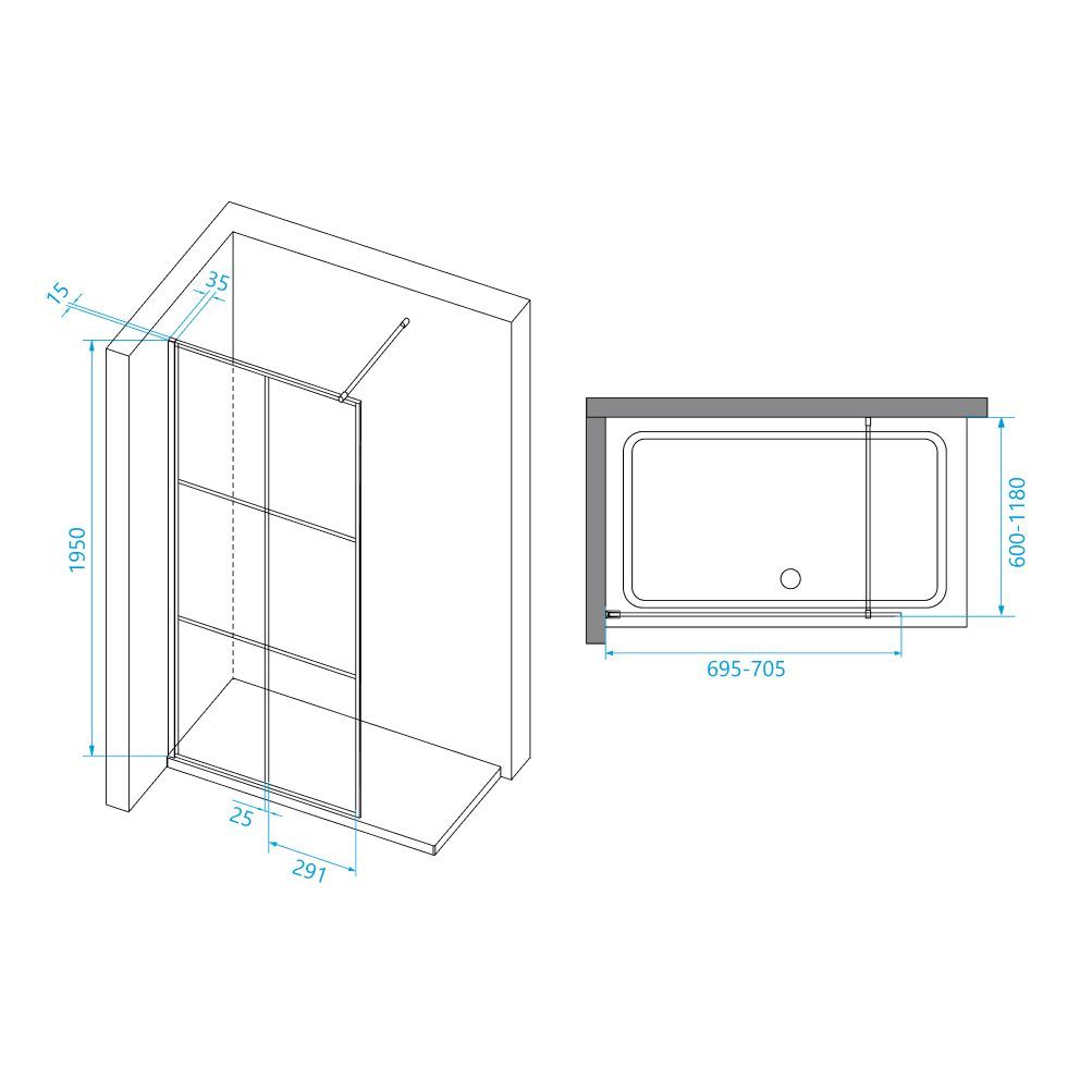 Перегородка для душа RGW WA-111B (700, Прозрачное)