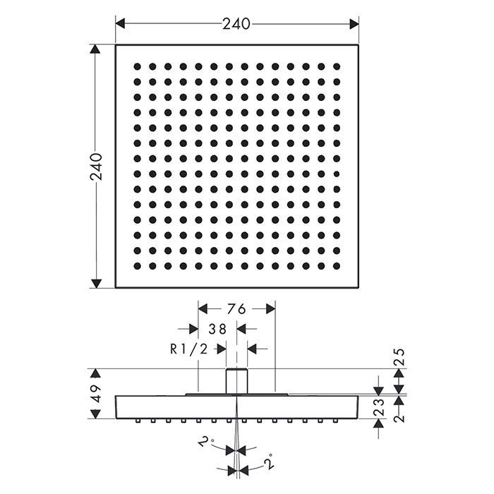 Hansgrohe Axor ShowerSolutions верхний душ 240х240 мм цвет-полированное золото