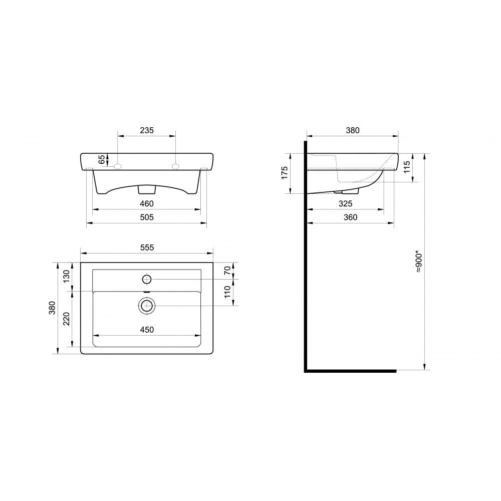 Раковина Santek Тигода 1.WH30.2.127, 55 см, артикул 1.WH30.2.127