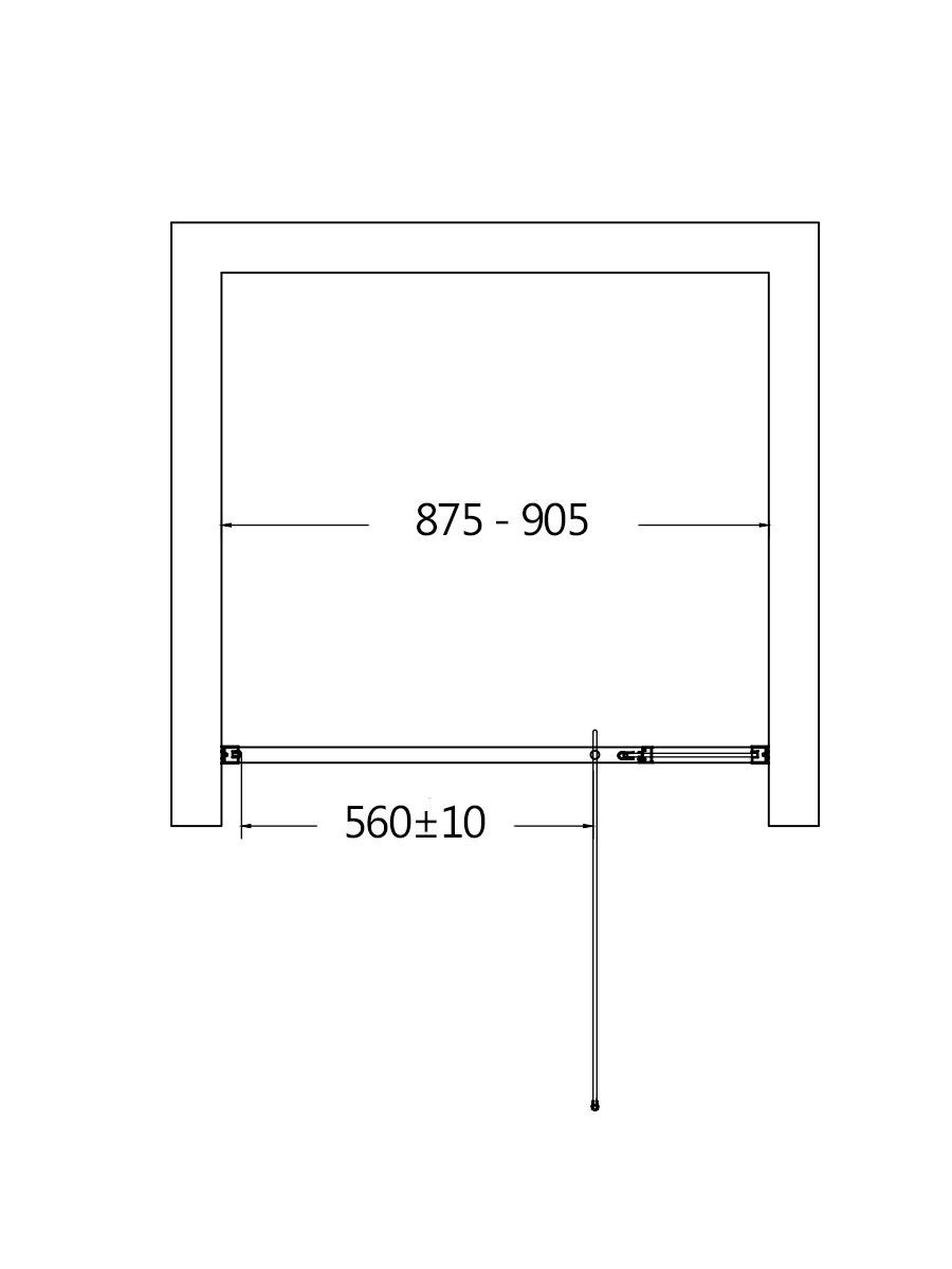 Душевая дверь в нишу 900*1950мм.,  стекло 6мм, цвет профиля матовый черный.