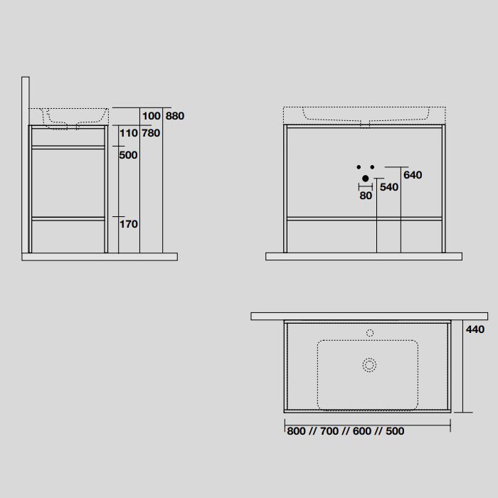 KERASAN Cento раковина 80х45 подвесная c 1отв под смеситель, белая, артикул 353301*1