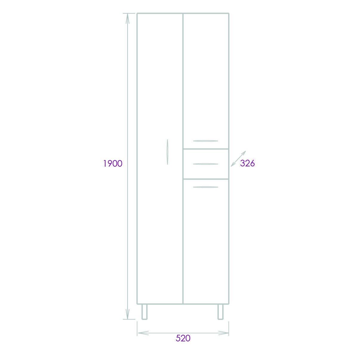 Пенал Onika Модерн 52 напольный, белый, с бельевой корзиной, левый