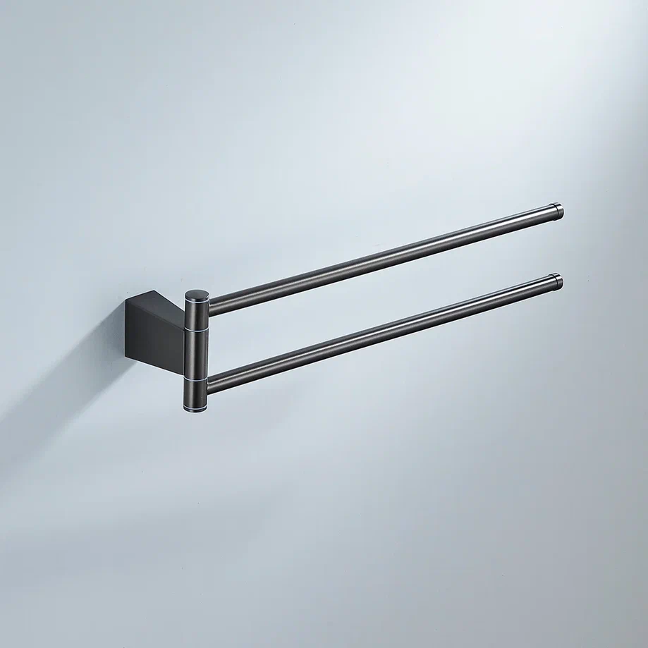 Полотенцедержатель поворотный двойной Shevanik SG5707T, оружейная сталь