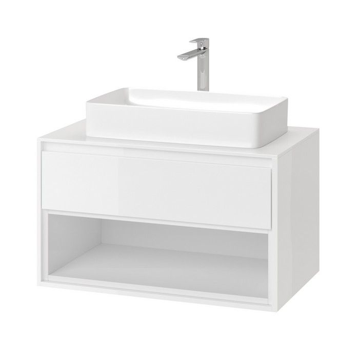 Тумба под накладную раковину EXCELLENT Tuto 80 см (белый/белый), 1 ящик