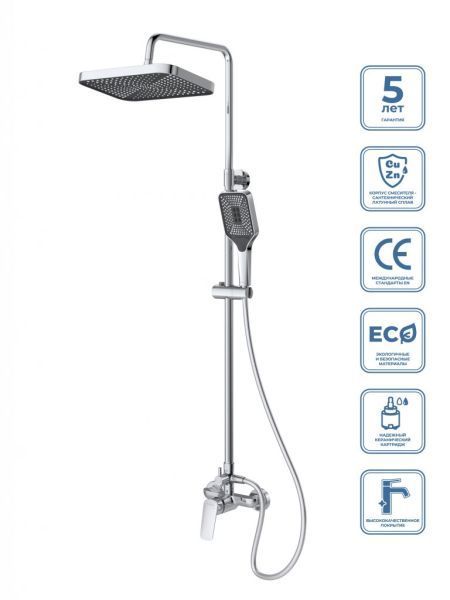 DUE Душевая стойка со смесителем, оружейная сталь DUE-DOCM-GM