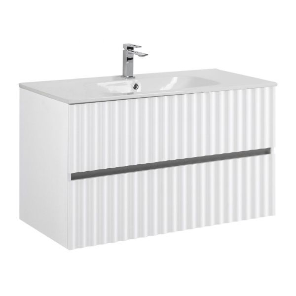 ELEGANT База под раковину подвесная с двумя выкатными ящиками, с LED подсветкой ручек. Белый глянец, 970x469x550 AM-ELEGANT-1000-2C-SO-BL-LED-P