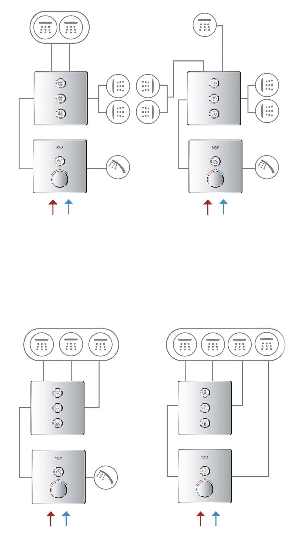 Внешняя часть вентиля GROHE Grohtherm SmartControl, на 3 выхода, хром (29122000)