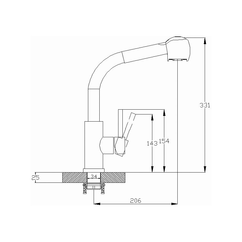 Смеситель для кухни с выдвижным изливом и режимом "душ" G.Lauf ZAP4-E090, нержавеющая сталь, артикул ZAP4-E090