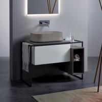 Simas Frame Металл.структура 105x57xh72 с ящиком с мех.открывания push pull и с открытым элементом. Сифон имонт.набор включены. цвет серый ясень