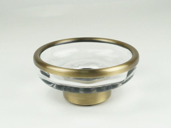 Surya Crystal, мыльница на металлическом основании 11,5х11,5хh4,5 см, стекло с эффектом волны, цвет светлая бронза