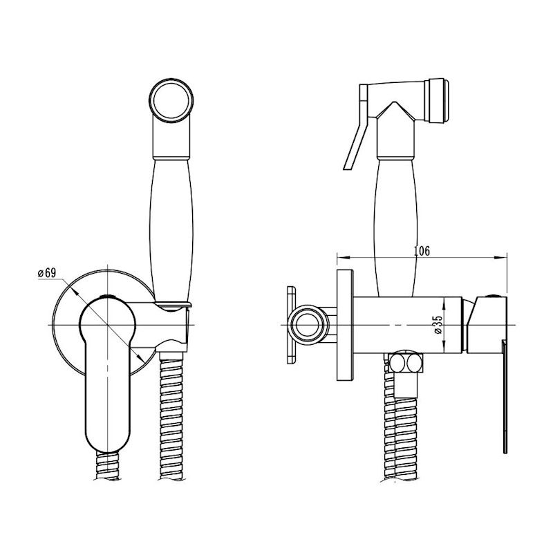 Гигиенический душ со смесителем встраиваемый ESKO SMHOLB, черный