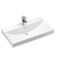 Комплект 2 в 1 Lavinia Boho Bathroom Sink 21510414, врезная фарфоровая раковина 80 см, смеситель с донным клапаном