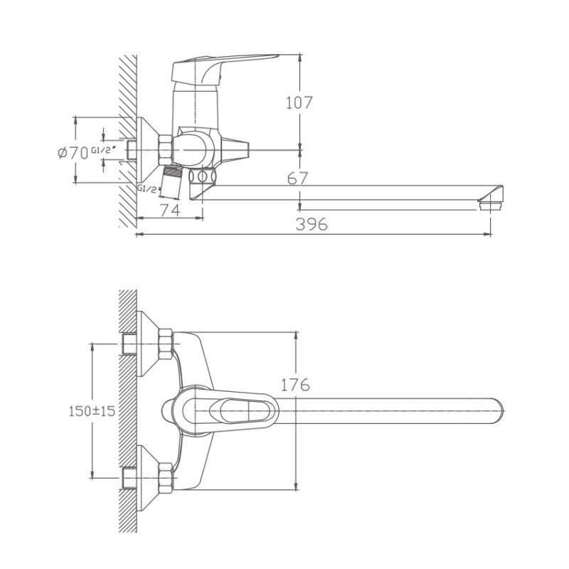 Смеситель для ванны Haiba HB2204, хром