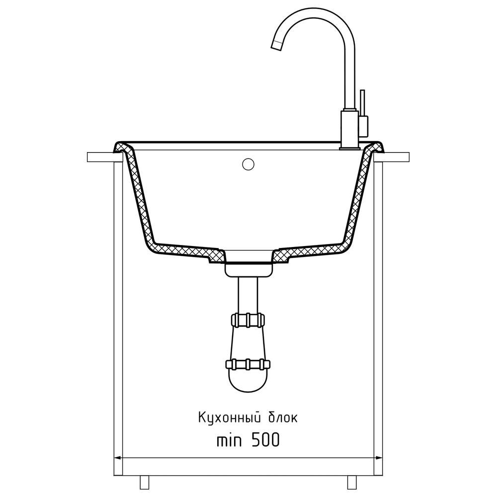 Кухонная мойка GranFest UNIQUE 500, топаз, артикул U-500 топаз