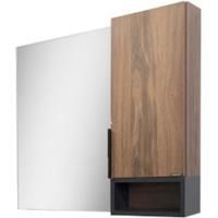 Зеркало со шкафом Comforty Штутгарт 90 4151038 Дуб темно-коричневый Черное матовое